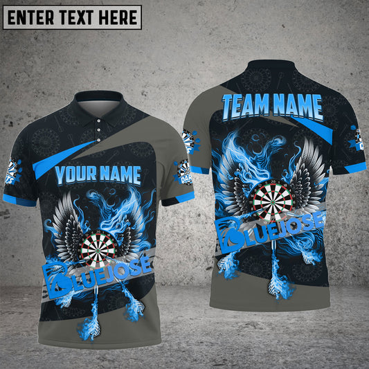 BlueJose Darts Wings Of Flame Personalized Name, Team Name 3D Shirt (4 Colors)