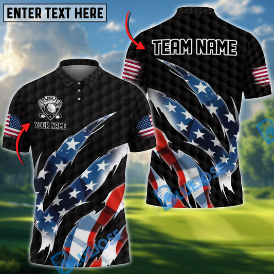 BlueJose Golf US Flag Crack Multicolor 3D Shirts (2 Colors)