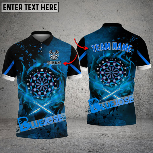 BlueJose Darts Fire Flame Premium Personalized Name, Team Name 3D Shirt (4 Colors)