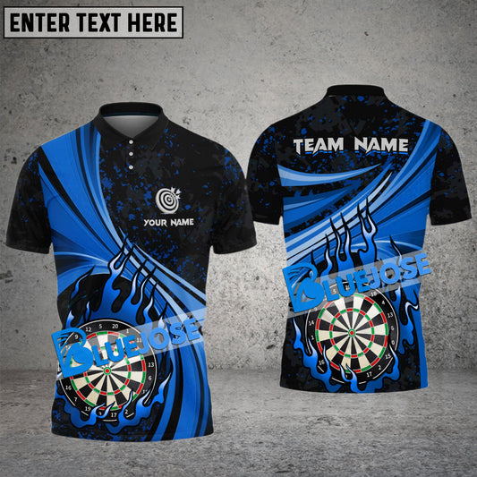 BlueJose Darts Animated Flame Personalized Name, Team Name 3D Shirt (4 Colors)