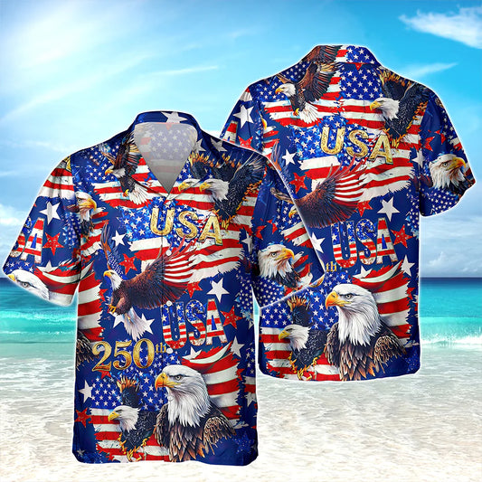 BlueJose USA 250 Anniversary Eagle 1776-2026 Patriotic Hawaii Shirt