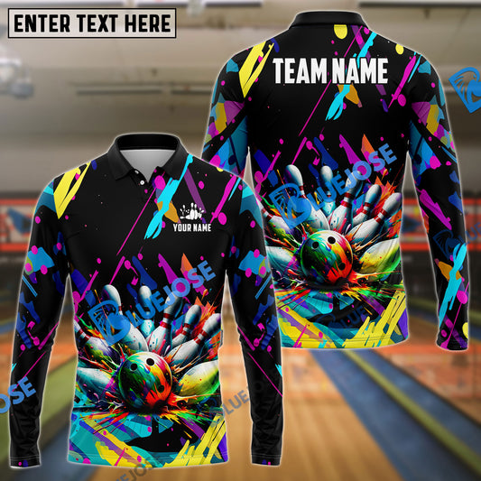 BlueJoses Bowling Graffiti Splash Paint Customized Name, Team Name 3D Shirt
