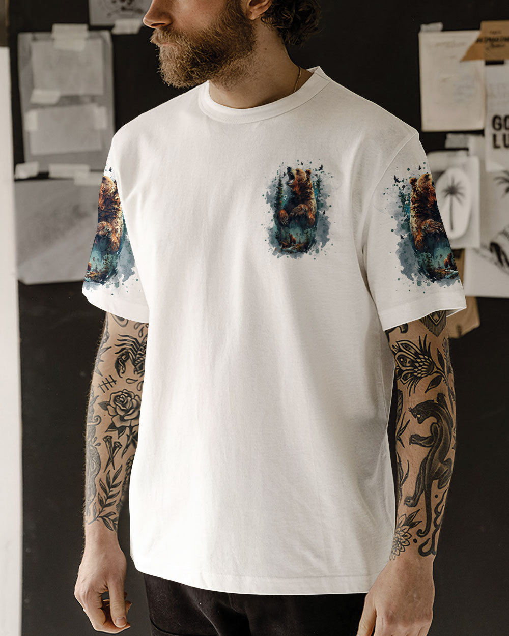 THE CLOSER I GET TO NATURE BEAR ALL OVER PRINT - TLNT1908241
