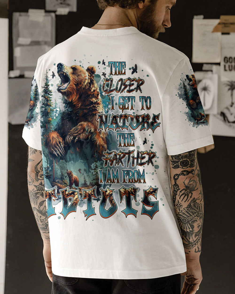 THE CLOSER I GET TO NATURE BEAR ALL OVER PRINT - TLNT1908241