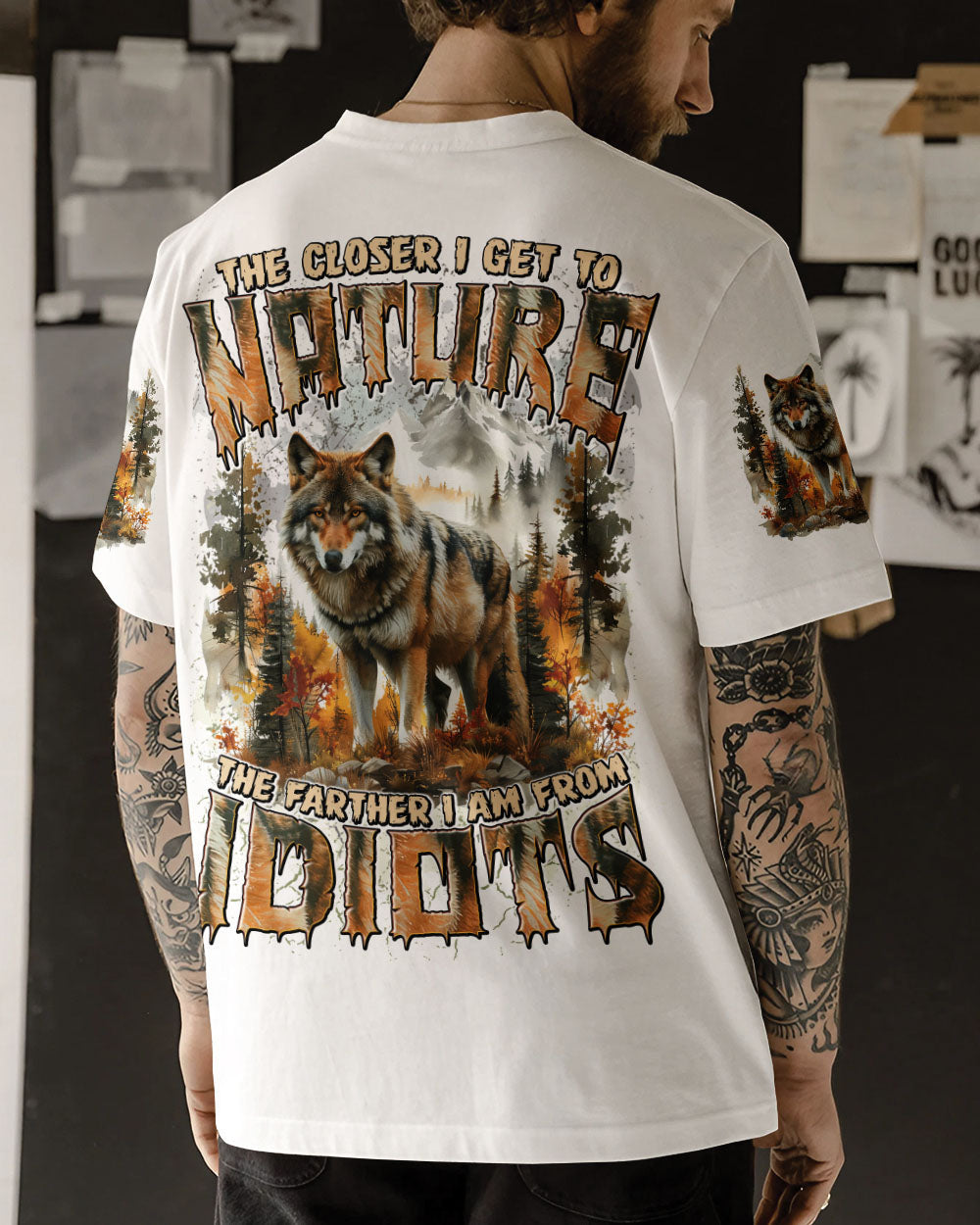 THE CLOSER I GET TO NATURE WOLF ALL OVER PRINT - TYTD0609241