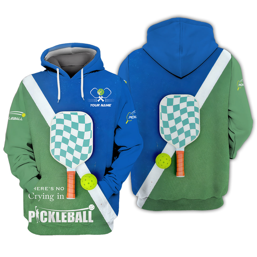 There's No Crying in Pickleball Custom Shirt – 3D Paddle and Court Design Tee