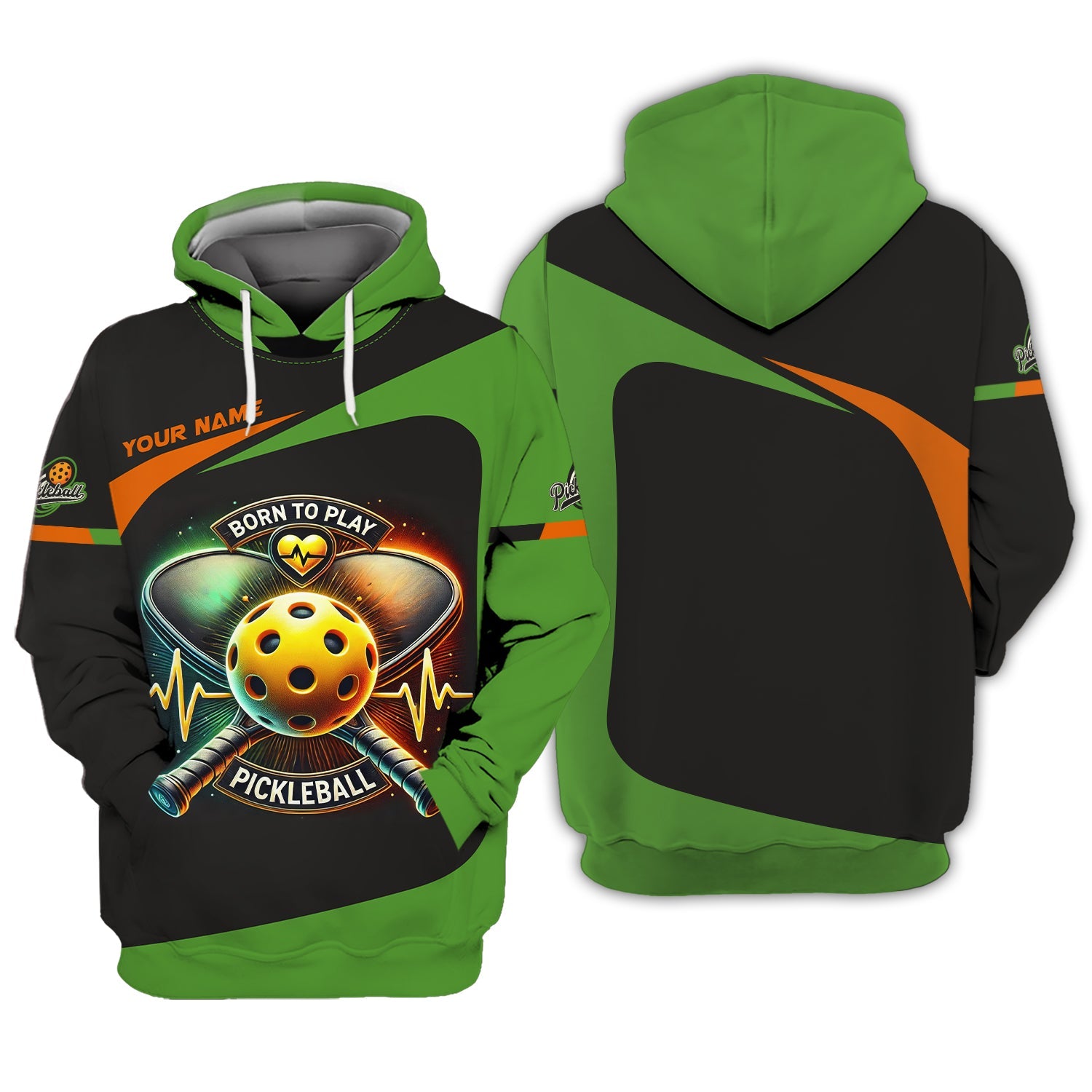 Born To Play Pickleball 3D T-Shirts Heartbeat, Pickleball Polo Shirt, Gift For Pickleball Player