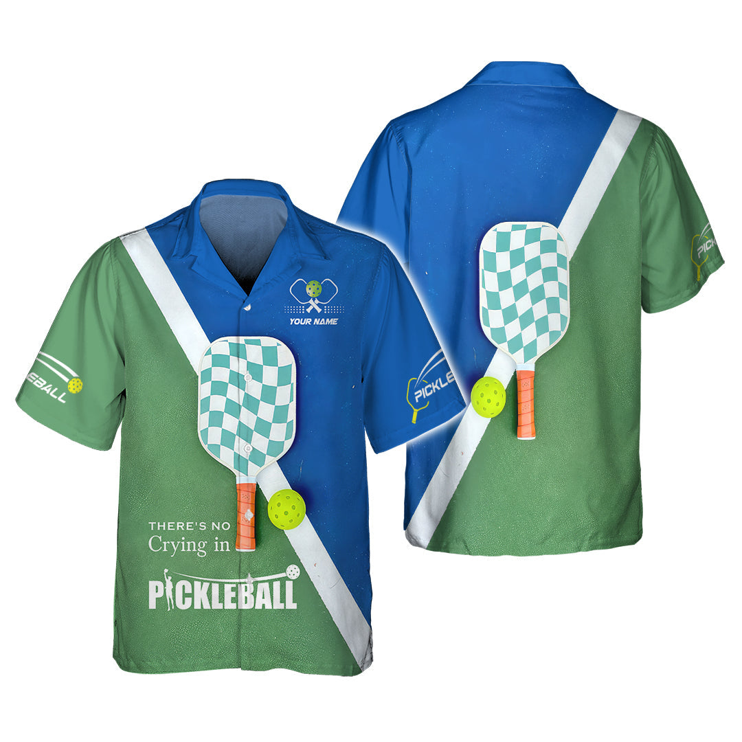There's No Crying in Pickleball Custom Shirt – 3D Paddle and Court Design Tee