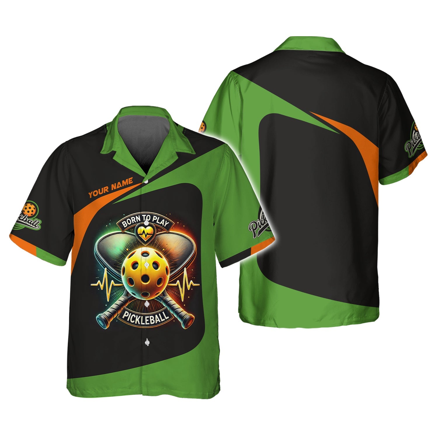 Born To Play Pickleball 3D T-Shirts Heartbeat, Pickleball Polo Shirt, Gift For Pickleball Player