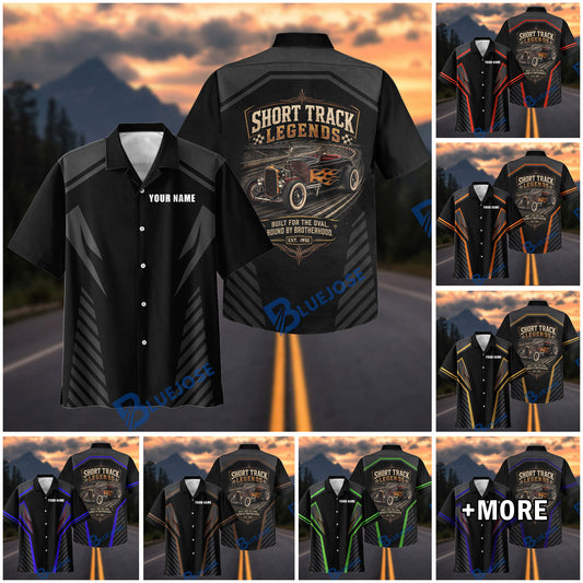 BlueJose Custom Photo Personalized Car Hot Rod Short Track Legends Racing Hawaiian Shirt
