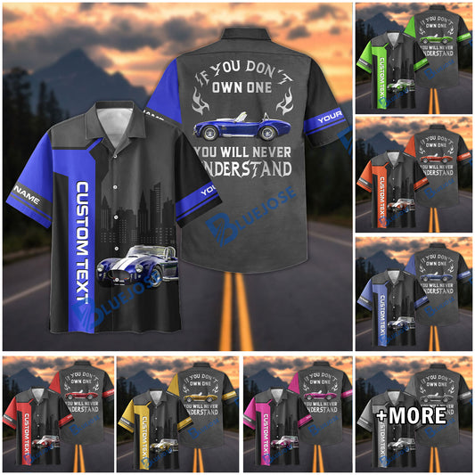 BlueJose Custom Photo Personalized Shelby Cobra Classic Car 3D Hawaiian Shirt