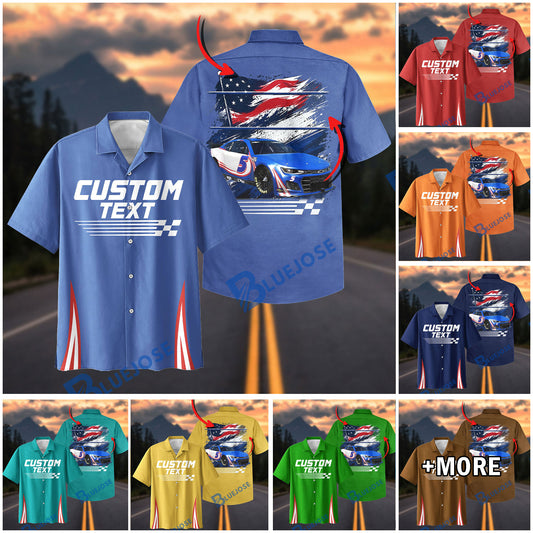 BlueJose Custom Photo Personalized Racing Car Hawaiian Shirt
