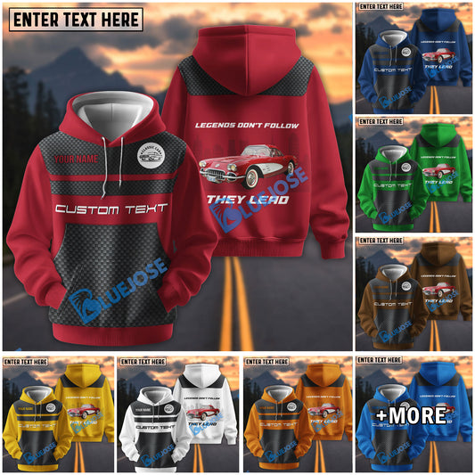 Bluejose Custom Car Photo Legends Don't Follow They Lead Hoodie – Personalized Classic Car Hoodie