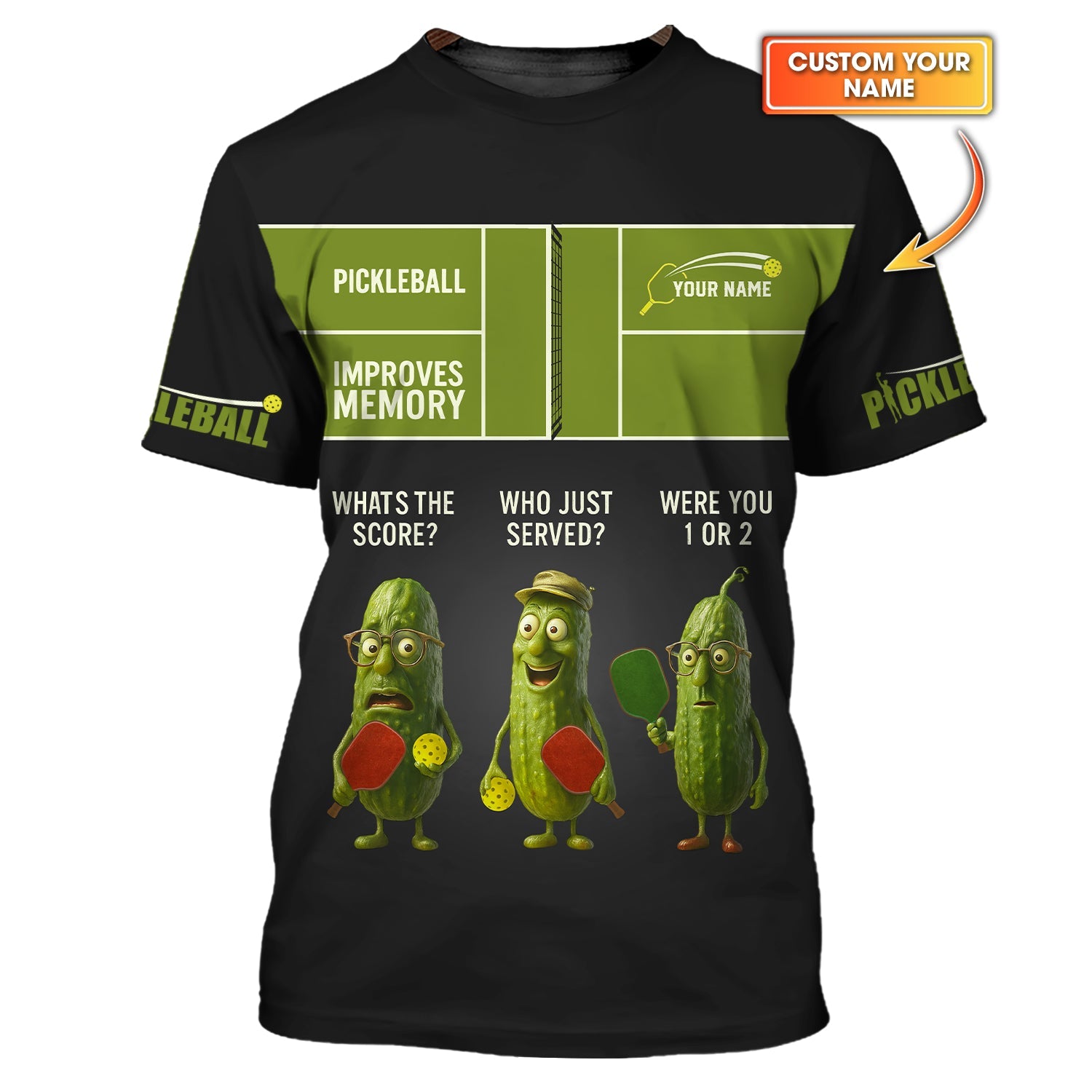Funny Pickleball Shirts, Men's Custom Name Pickleball Improves Memory Polos, Gift For Pickleball Players