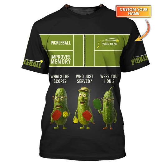 Funny Pickleball Shirts, Men's Custom Name Pickleball Improves Memory Polos, Gift For Pickleball Players