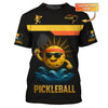 Custom Pickleball Shirt – Cool Ball in Sunglasses – Black Gold Funny Paddle Tee