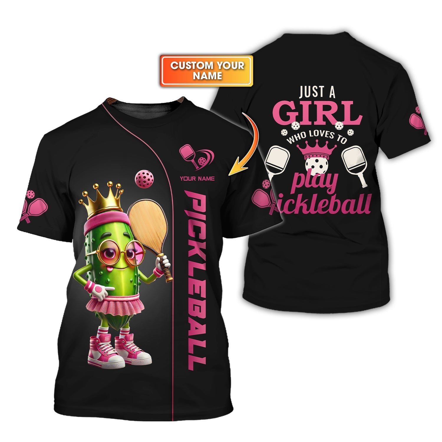 Just A Girl Who Loves Pickleball Shirt – Cute Custom Name Tee For Pickleball Players