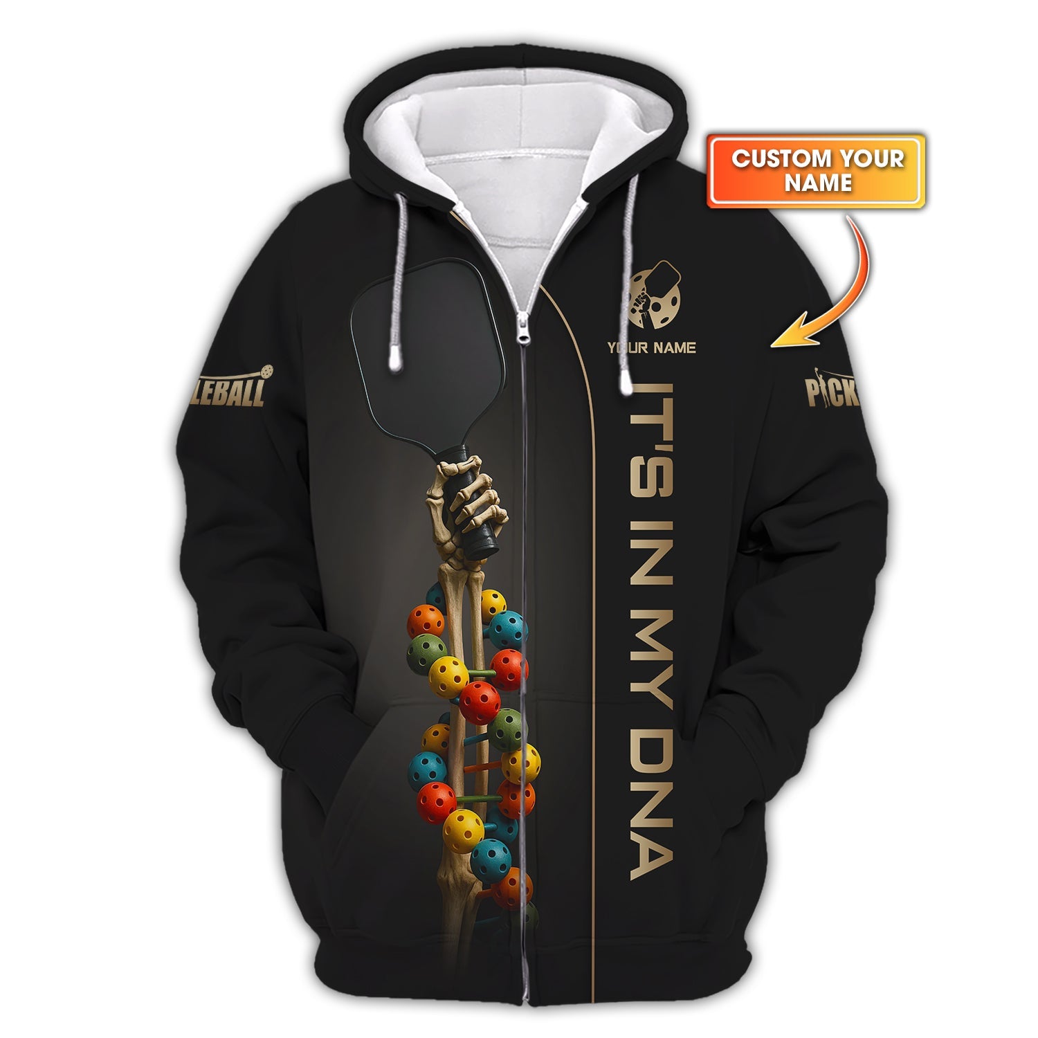 Custom Pickleball DNA Polo, Skull Funny Pickle ball Shirt for Men, Pickleball Gift for Players