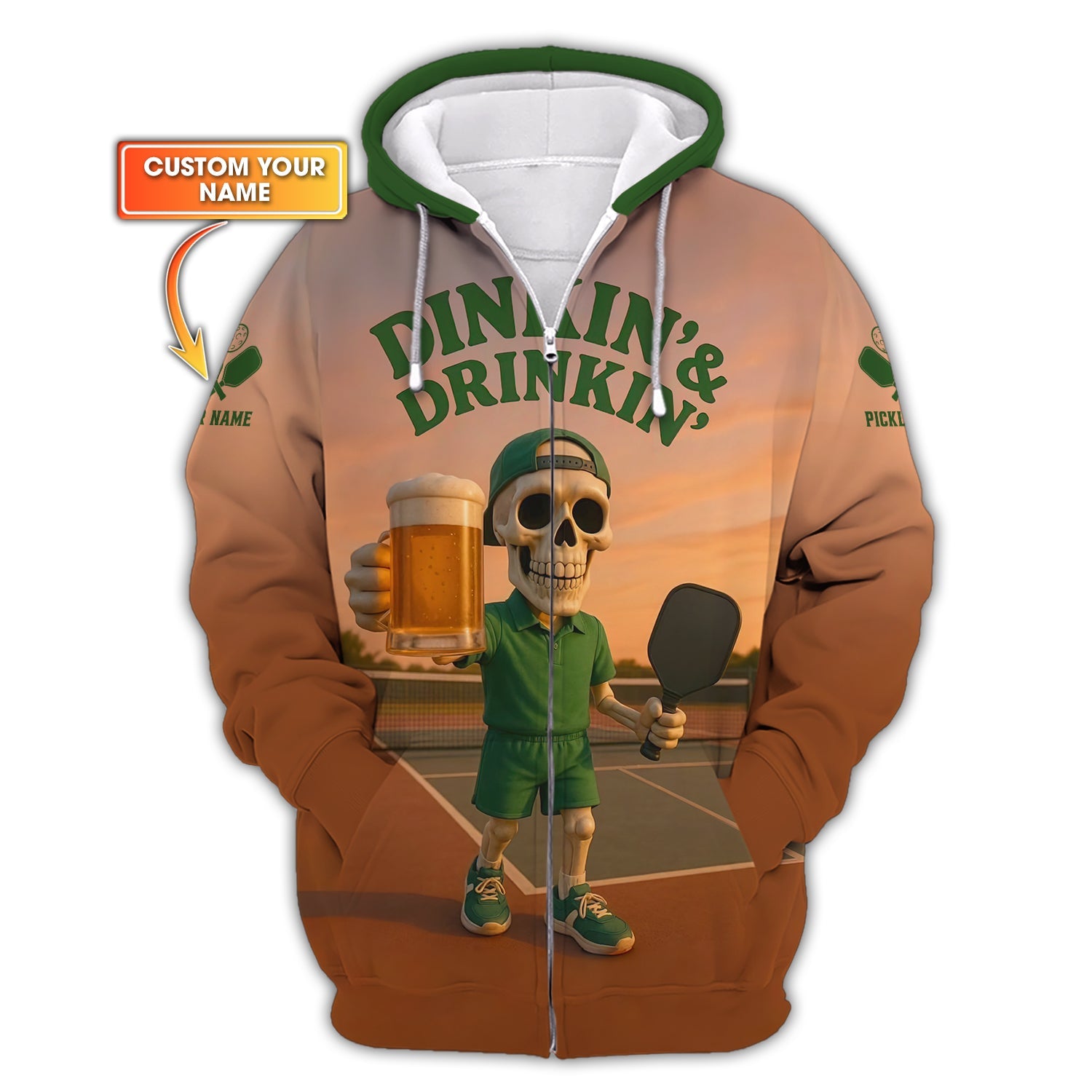 Custom Pickleball and Beer Shirt, Skull Funny Pickle ball Shirt for Men, Pickleball Gift for Players