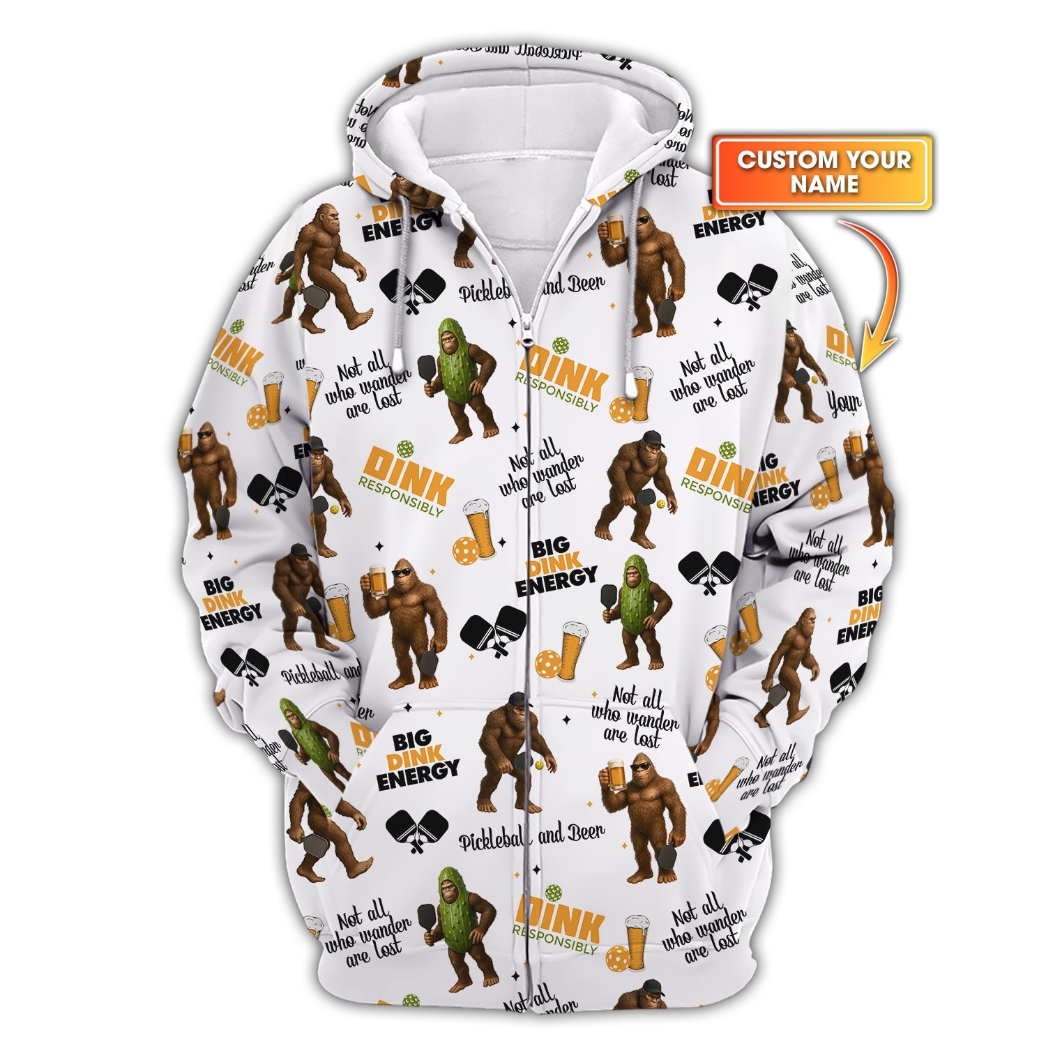 Bigfoot and Beer Pickleball Shirt – Funny Custom Men's Tee – Big Dink Energy Design