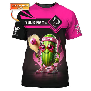 Pink Love Pickleball Funny Custom Name T Shirt, Funny Pickleball Shirts, Gifts For Pickleball Players