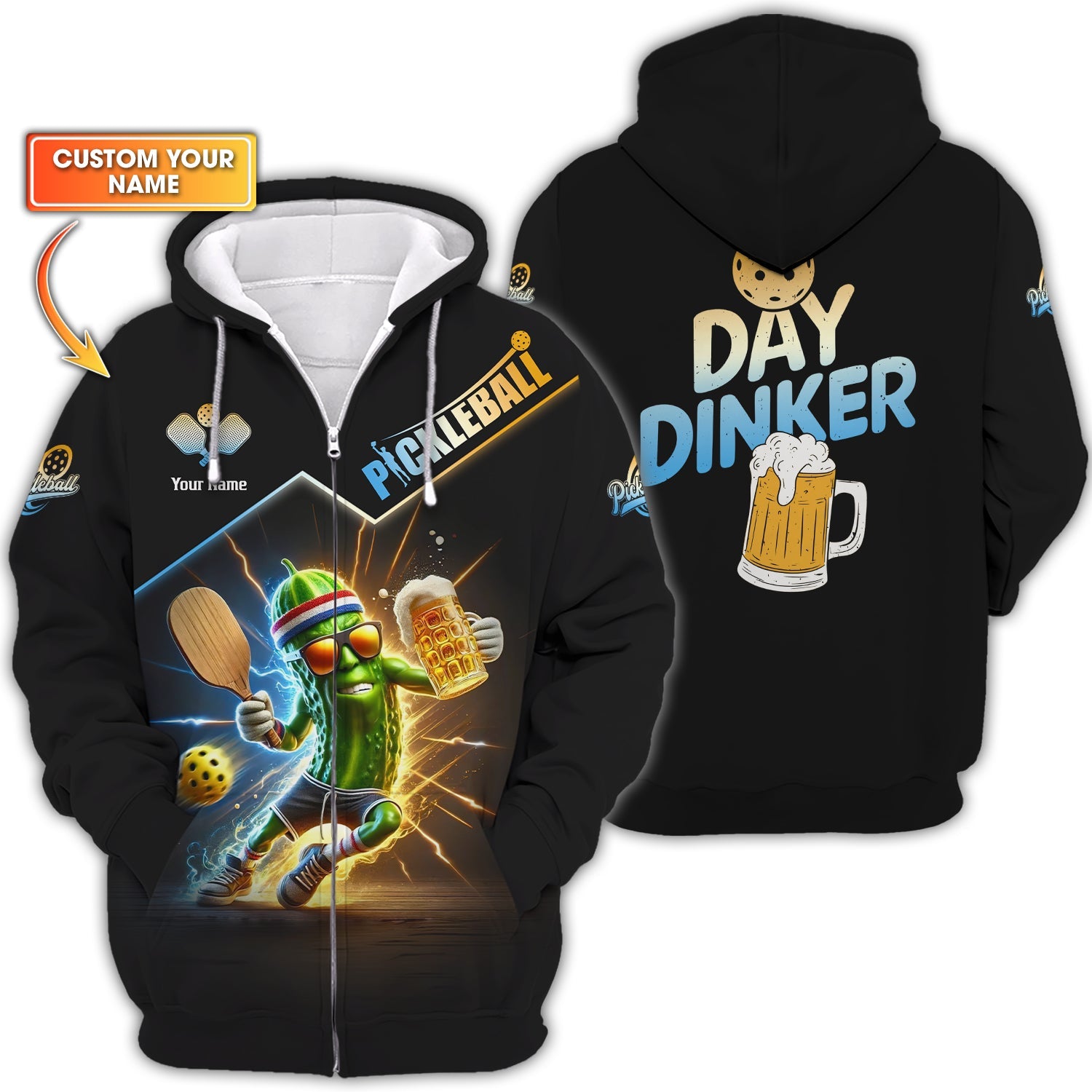 Day Dinker and Beer Pickleball Custom T Shirt - Pickle Funny Design - Personalized Pickleball Apparel - Pickleball Outfit Gifts