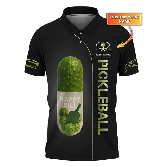 Custom Pickleball Shirt, Happy Pill, Funny Pickle ball T Shirts, Gifts For Pickleball Players