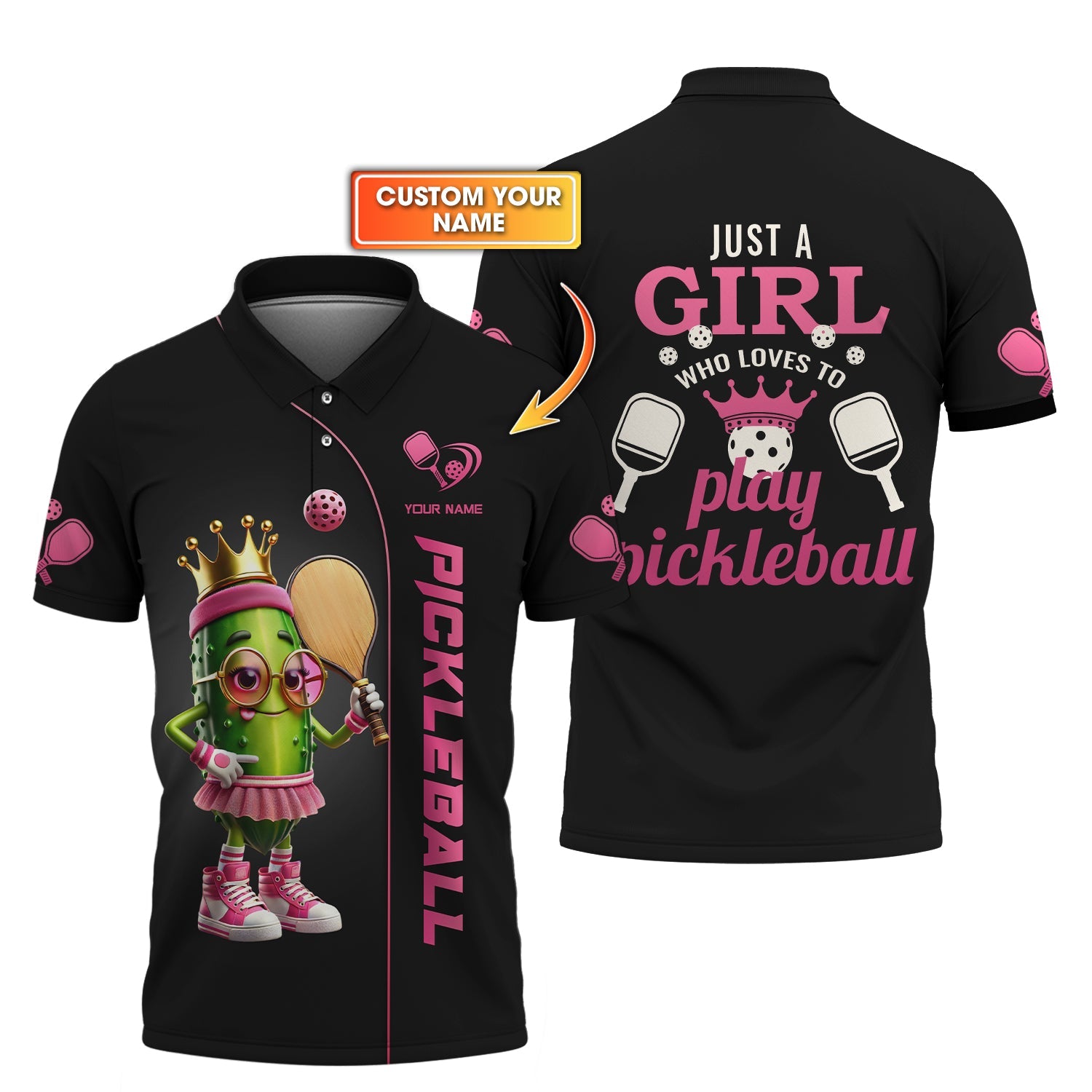 Just A Girl Who Loves Pickleball Shirt – Cute Custom Name Tee For Pickleball Players