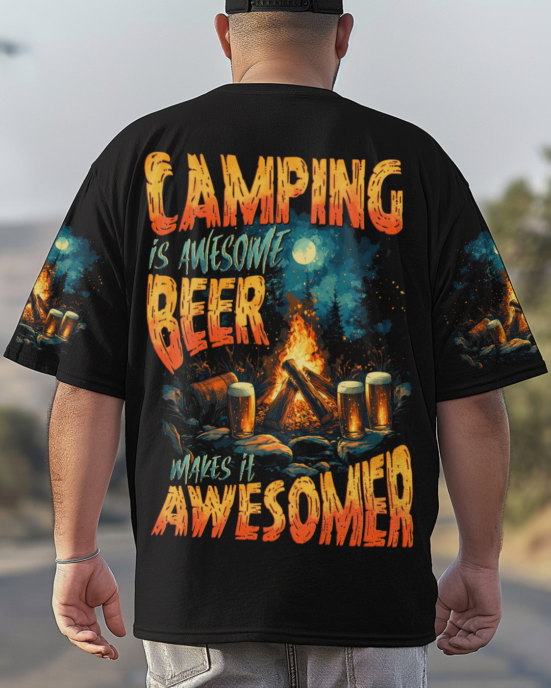 CAMPING IS AWESOME BEER MAKE IT AWESOMER ALL OVER PRINT - TYTD0506251
