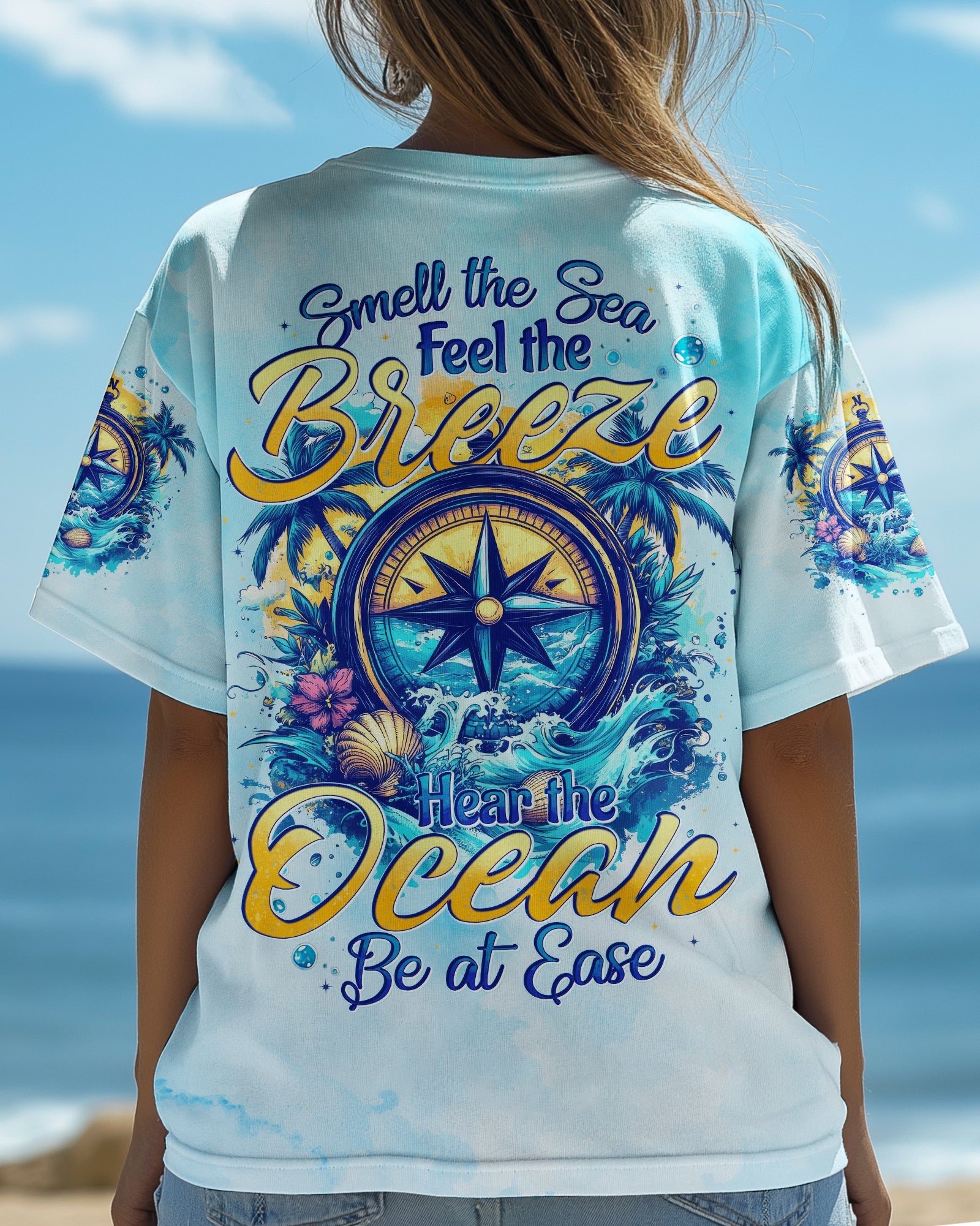 SMELL THE SEA FEEL THE BREEZE COMPASS ALL OVER PRINT - TYTD0904251