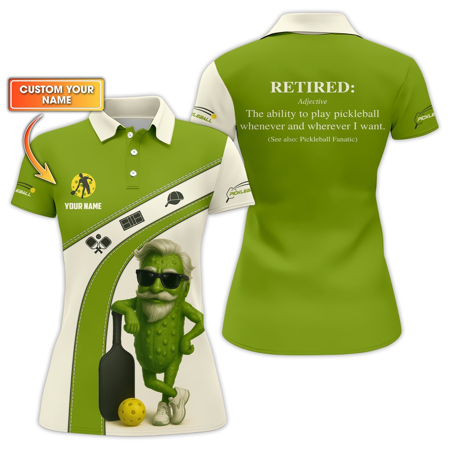 Custom Name Shirt For Retired Pickleball Players, Funny Pickleball Polos, Men's Pickleball Shirts, Gift For Pickleball Lover
