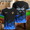 BlueJose Billiards 8-Ball & 9-Ball Fire Pattern Blue Shirt