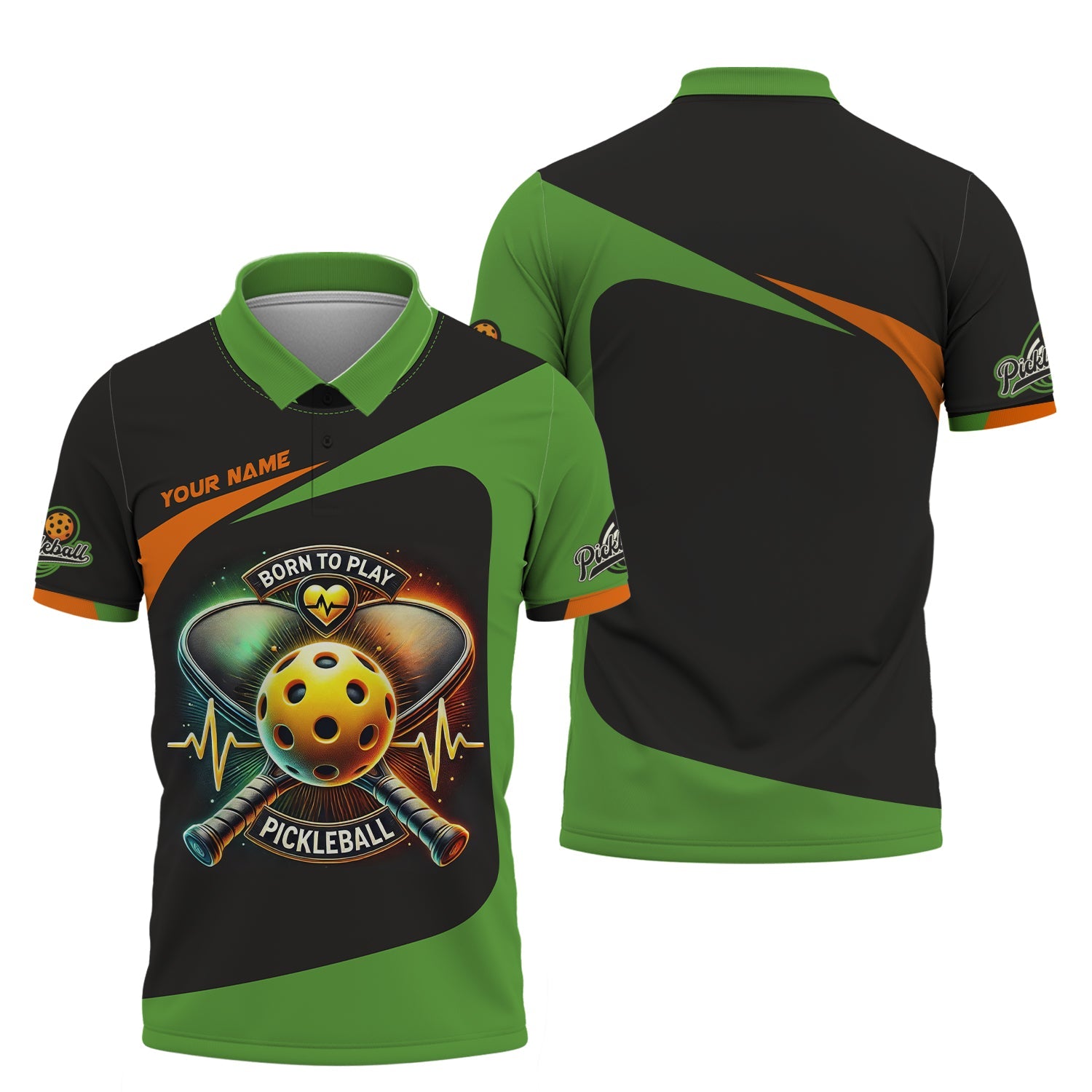Born To Play Pickleball 3D T-Shirts Heartbeat, Pickleball Polo Shirt, Gift For Pickleball Player
