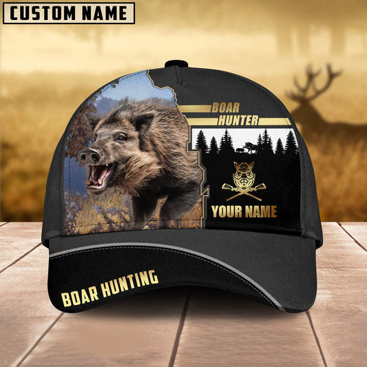 BlueJose Boar Hunting Forest Pattern Multicolor Personalized Name Cap (2 Colors)