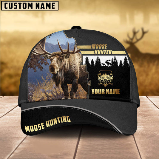 BlueJose Moose Hunting Forest Pattern Multicolor Personalized Name Cap (2 Colors)