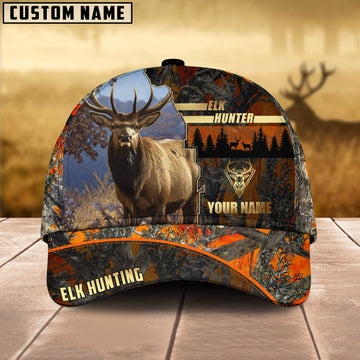 BlueJose Elk Hunting Forest Pattern Multicolor Personalized Name Cap (2 Colors)