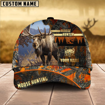 BlueJose Moose Hunting Forest Pattern Multicolor Personalized Name Cap (2 Colors)