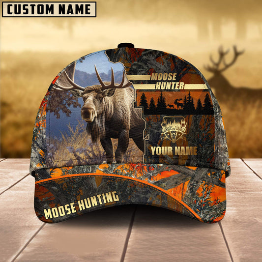 BlueJose Moose Hunting Forest Pattern Multicolor Personalized Name Cap (2 Colors)