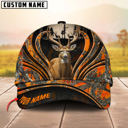 BlueJose Deer Hunting Line Camo Pattern Personalized Name Cap (5 Colors)