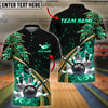 BlueJose Bowling And Pins  Flame Premium Golden Line Customized Name 3D Shirt ( 6 Colors)