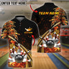 BlueJose Bowling And Pins  Flame Premium Golden Line Customized Name 3D Shirt ( 6 Colors)
