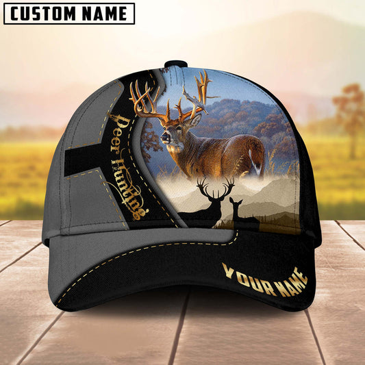 BlueJose Majestic Hunting Gray And Black Gold Personalized Cap