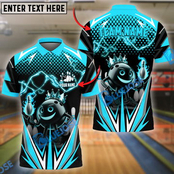 BlueJose Bowling And Pins Thunder Funny Bowling Ball Multicolor Options Personalized Shirt (4 Colors)