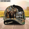 BlueJose Moose Hunting American Flag Camo Pattern Multicolor Personalized Name 3D Cap (4 colors)