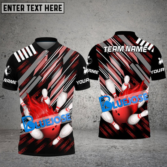 BlueJose Bowling And Pins Broken Line Customized Name 3D Shirt (5 Colors)