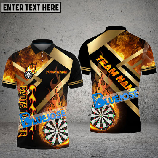 BlueJose Darts Metal And Fire Flame Personalized Name, Team Name 3D Shirt (4 Colors)