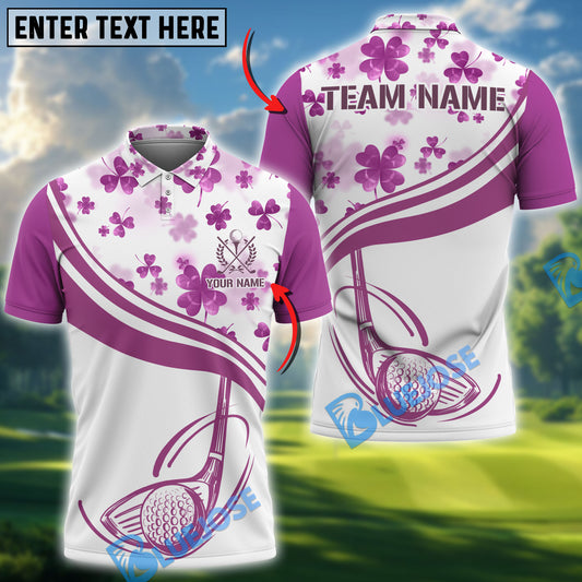BlueJose Golf Player Lucky Four-leaf Clover Customized Name, Team Name Shirt