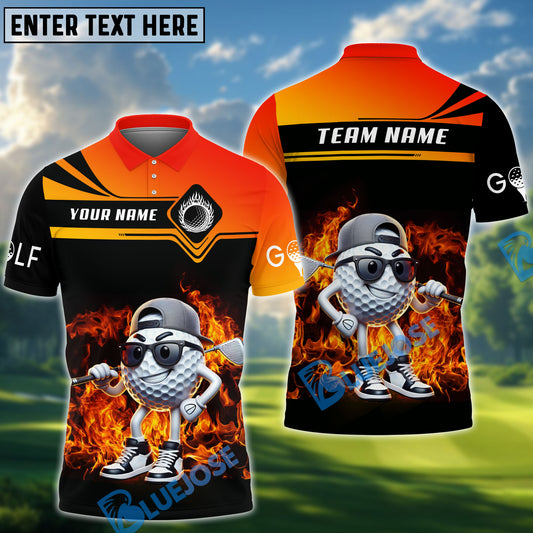 BlueJose Cool Golf Premium Gradient Pattern Customized Name, Team Name Shirt