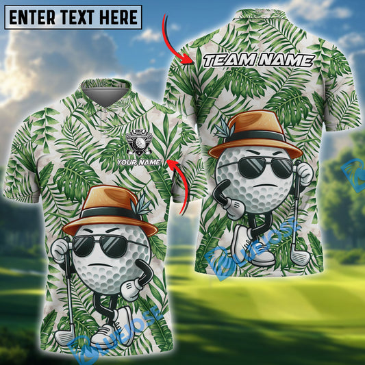 BlueJose Funny Golf Ball tropical Pattern Customized Name, Team Name Shirt (2 Colors)