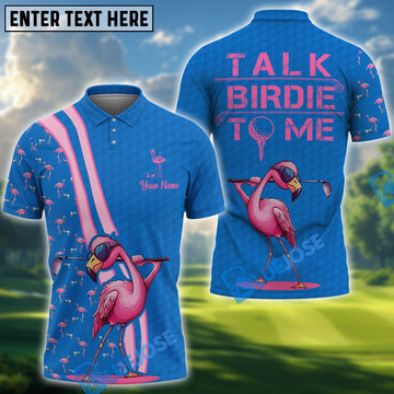 BlueJose Pink And Blue Flamingo Golf Customized Name, Team Name Shirt